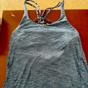 Lululemon Blue Tank with Built in Paisley Bra Size 8